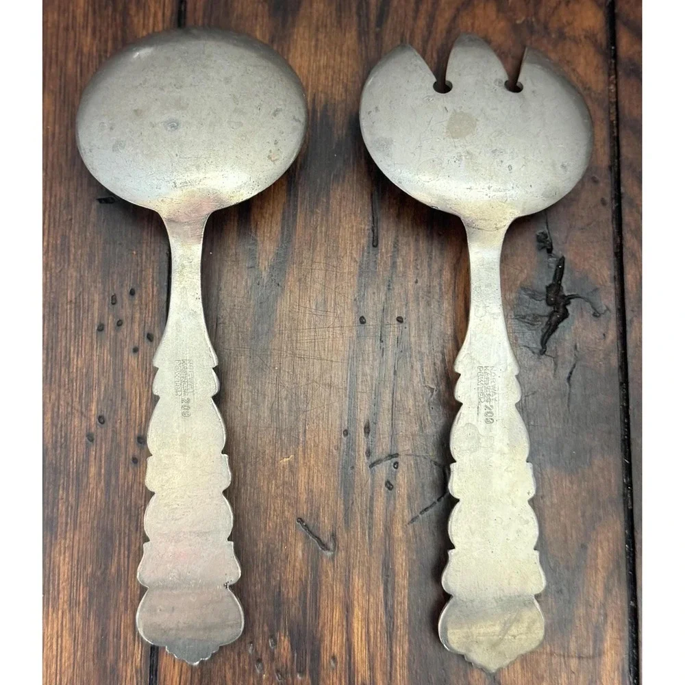 Vintage Hagness Norway Pewter Salad Serving Set Pattern 209‎ Scandinavian